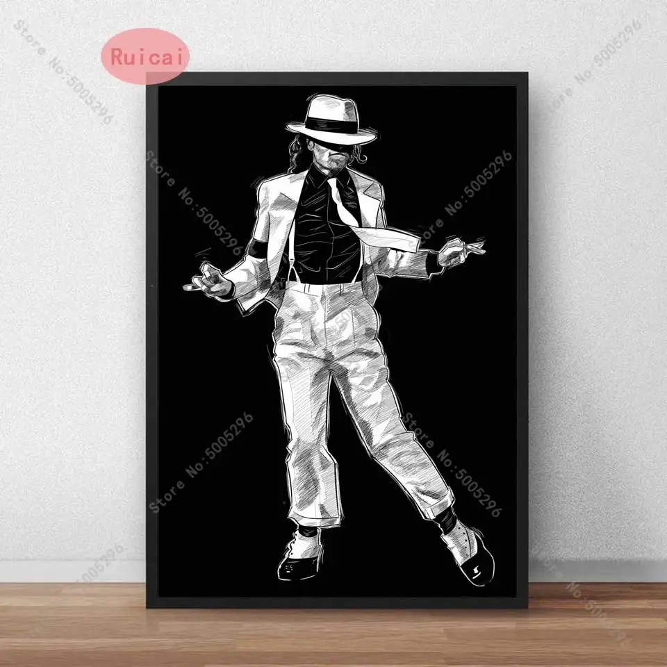 Постер Майкла Джексона звездного певица настенное искусство черно-белая картина