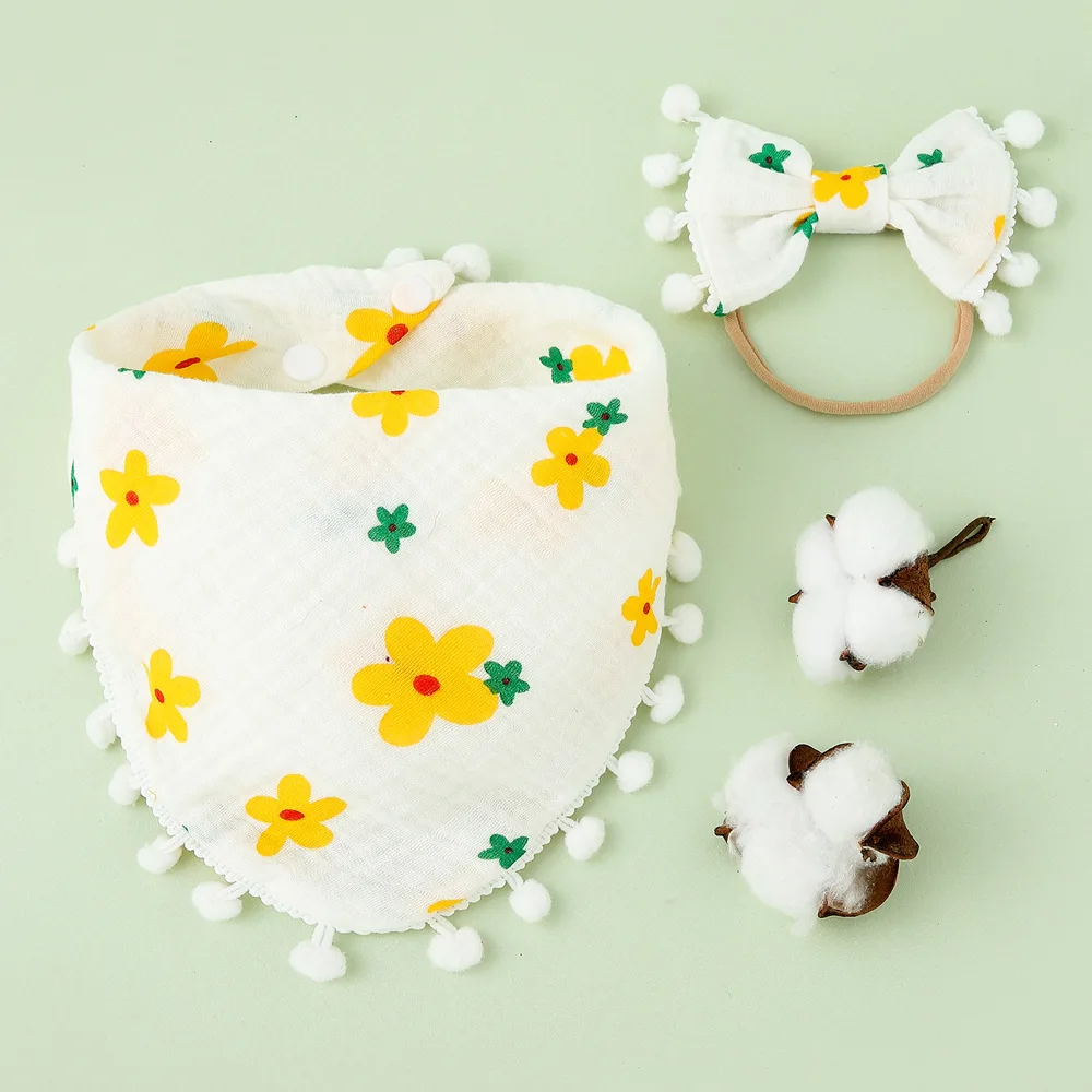 

2Pcs/Lot Baby Bandana Drool Bibs 100% Organic Cotton Bibs Baby Headband for Kids Super Soft Absorbent Feeding Child Accessories