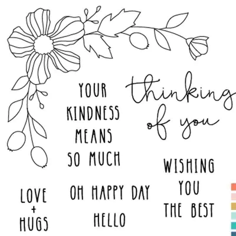 

2021 THINKING OF YOU Flower Frame Metal Cutting Dies and Rubber Stamps for Scrapbooking Letters Craft Stencil Album Sheet Decor