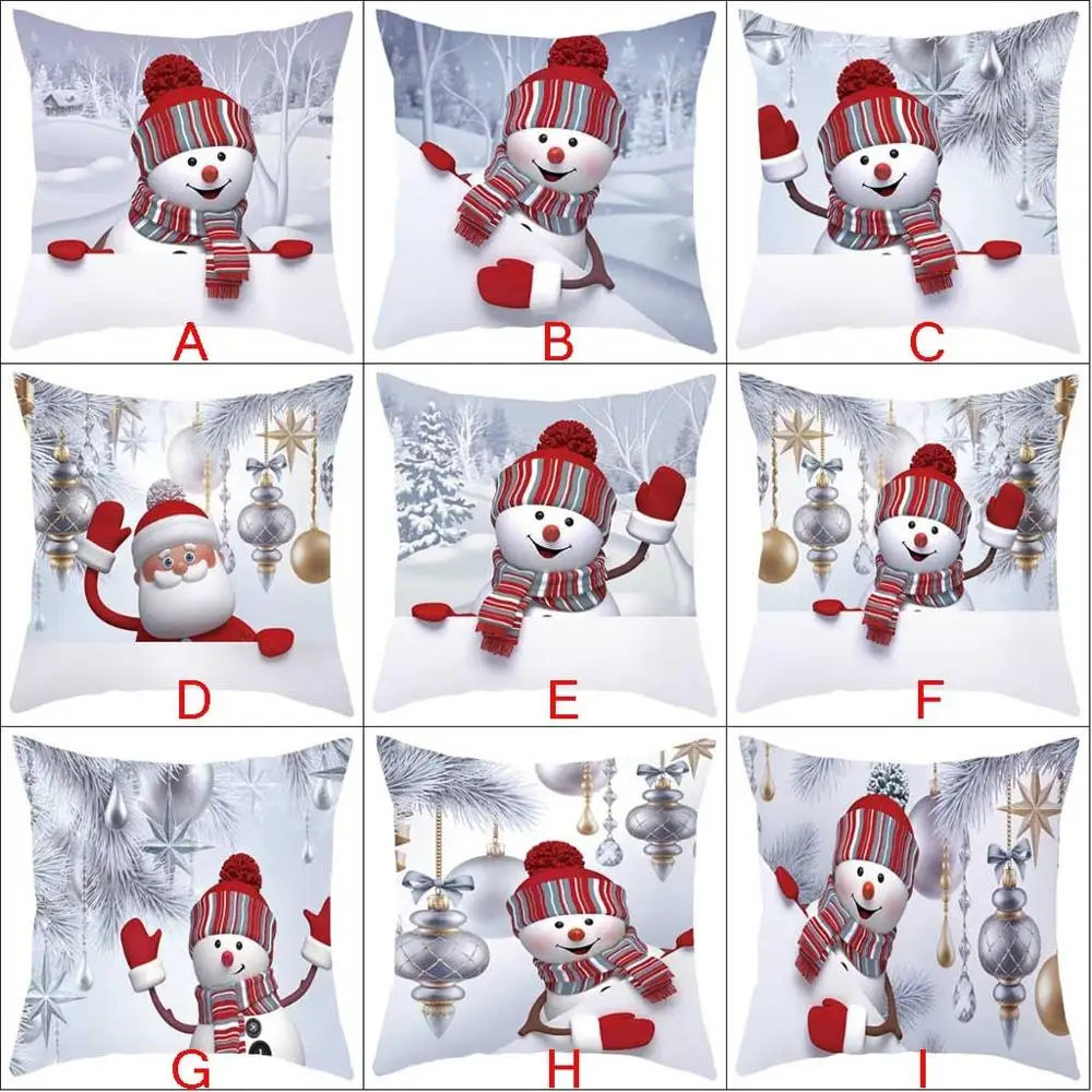 Рождественская наволочка с принтом снеговика персиковая кожа 3D 45X45 см Снеговик