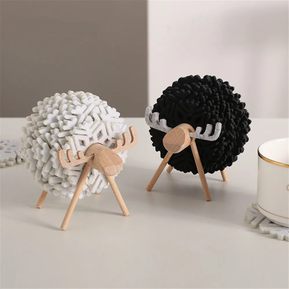 2022 New Sheep Shape Anti Slip Cup Pads Coasters Insulated Snowflake Round Felt Mats Creative Home Office Decor Art Crafts | Дом и сад