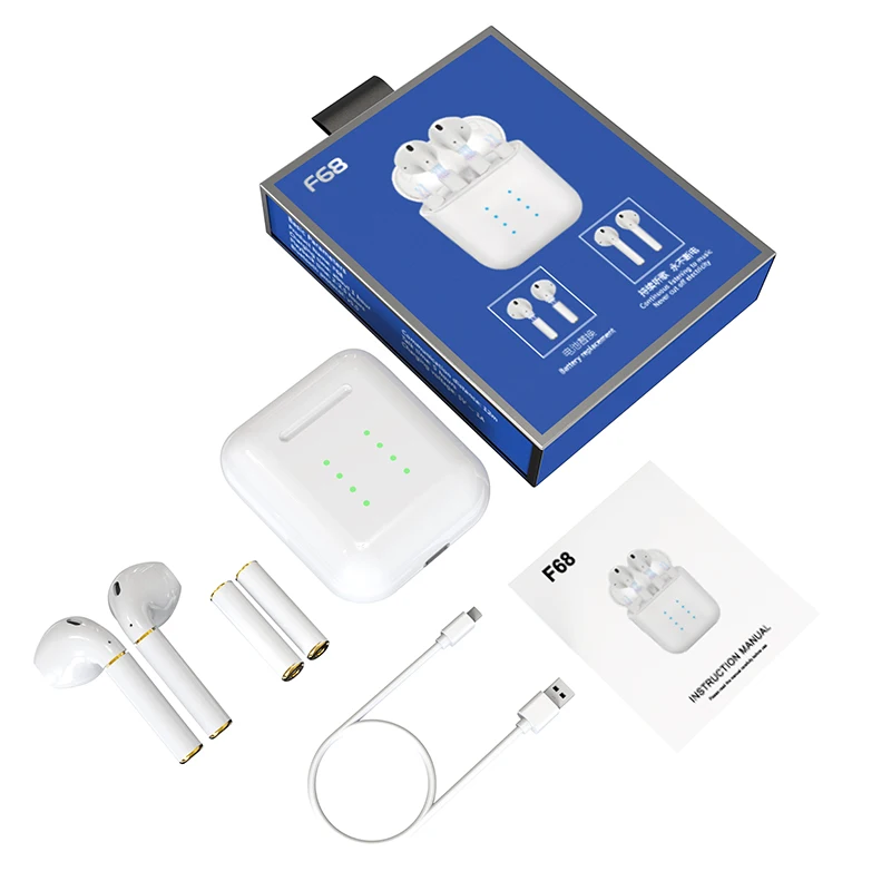 

Bluetooth 5.0 Wireless Earphone TWS in-Ear Headphones with 2PCS Extra Batteries 500mAh Charging Case Mic for Cell Phone/Running
