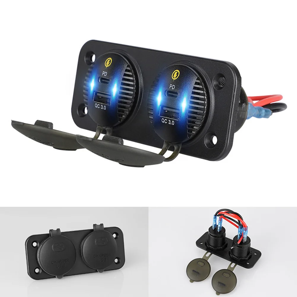 

Waterproof Car Charger Dual Dual PD USB Charger Panel for Motorcycle Boat Supporting PD Protocol Car Electronics Accessories