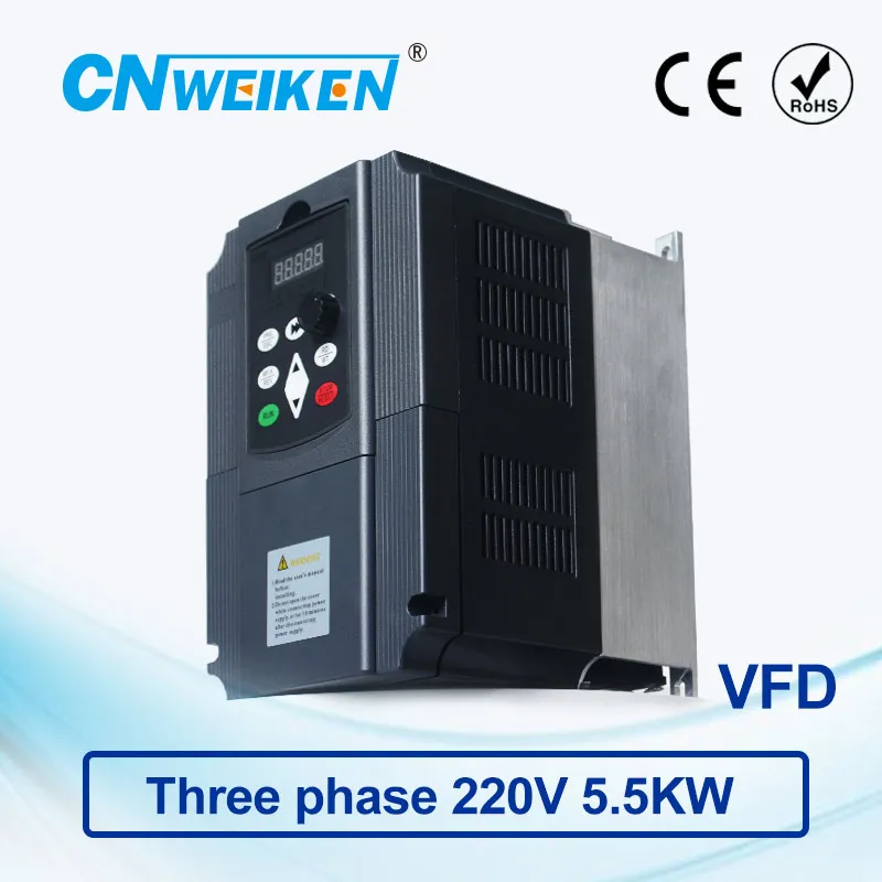 

WK600 Vector Control frequency converter 5.5kw three-phase 220V to Three-phase 220V VFD inverter Engine Frequency Controller