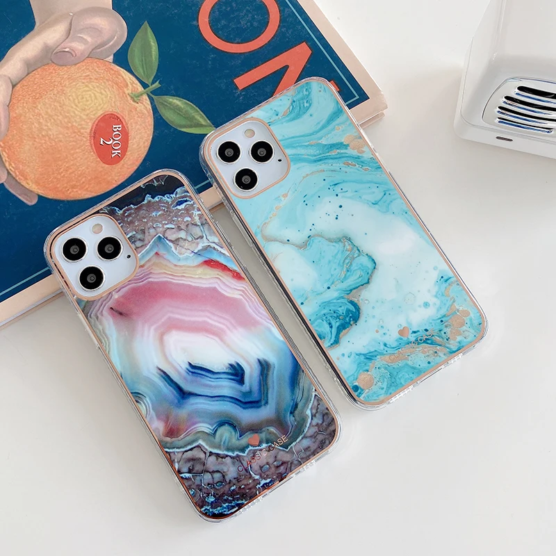 

New Fashion Texture Marble Case For iPhone 12 11 Pro Max X XR XS Max Fashion Glossy Back Cover For iPhone 7 8 Plus SE 2020