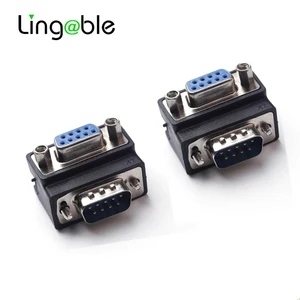 Lingable Adapter Right Angle D-Sub 9pin DB9 Male to Female Converter Monitor DB 9 Extender 90 degree Connector