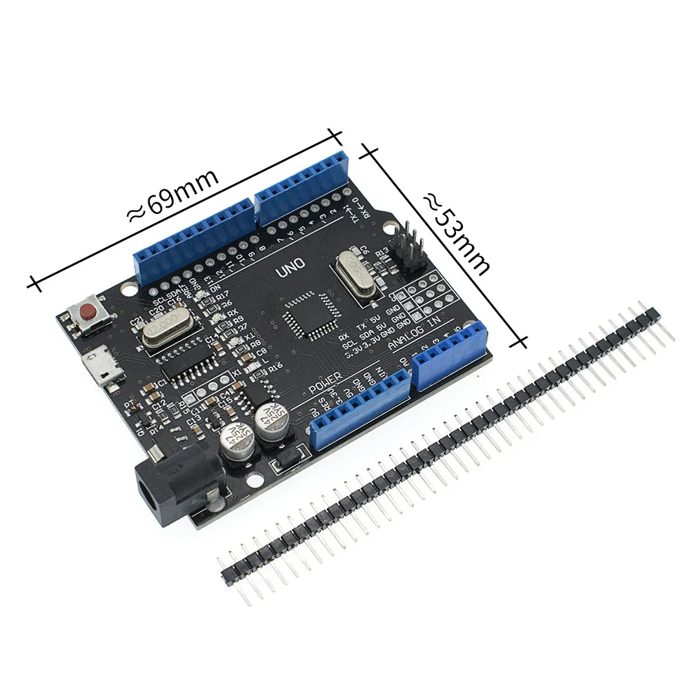 10 шт. синий/красный/черный 2,4 TFT Модуль UNO R3 макетная плата с CH340 ATMEGA328 USB кабель для Arduino - Цвет: UNO Black