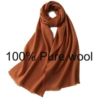 100 pure wool scarf womens wild classic pure color new autumn and winter couples warm long short ear cashmere scarf