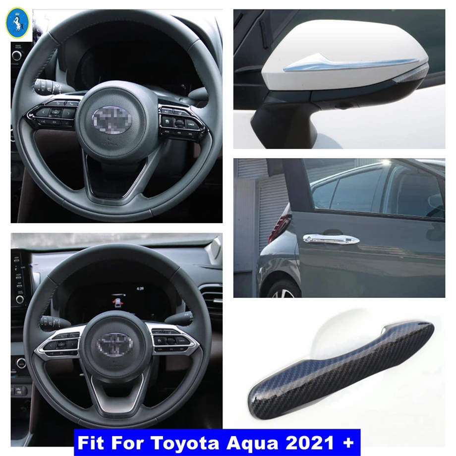

Car Door Handle Steering Wheel Rearview Mirror Stripes Rear Bumper Protector Cover Trim For Toyota Aqua 2021 2022 Accessories