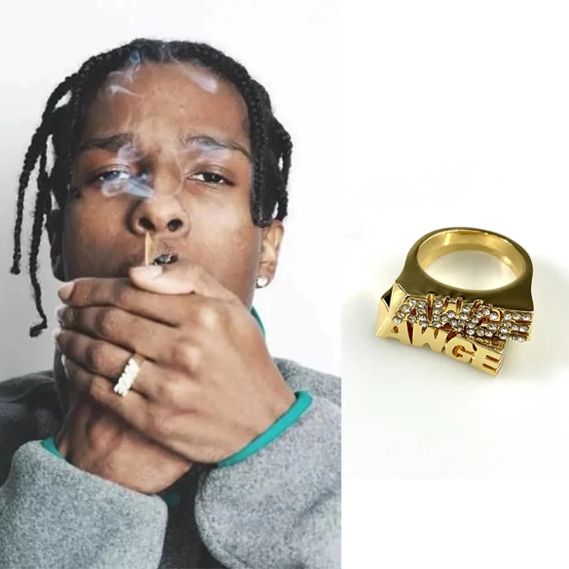 

AWGE Travis Scott ASAP ROCKY Gold and silver hip-hop ring