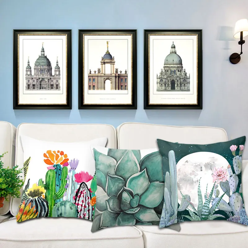Подушка Чехол суккулентные растения Печатный чехол для подушки диван-кровать SUB
