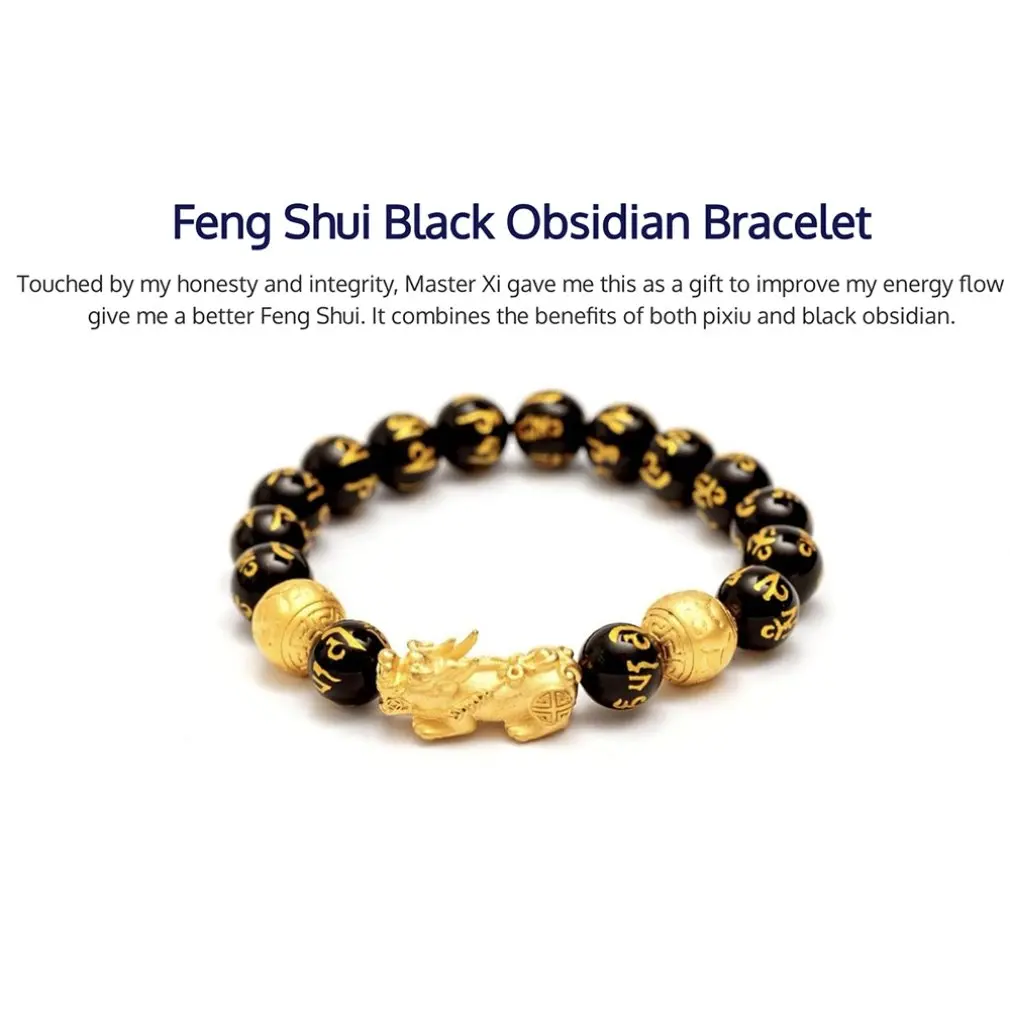 

Feng Shui Obsidian Stone Beads Bracelet Men Women Unisex Wristband Gold Black Pixiu Wealth and Good Luck Women Bracelet