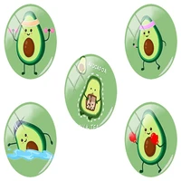 jweijiao sports enthusiasts avocado swimming pattern oval shaped glass cabochon dome diy fashion lovely jewelry 5pcslot ht420