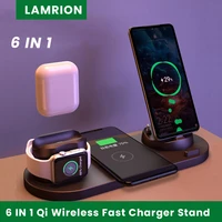 6 in 1 wireless charger stand compatible with iphoneandroidtype c qi fast wireless charging dock stand for apple watchairpods