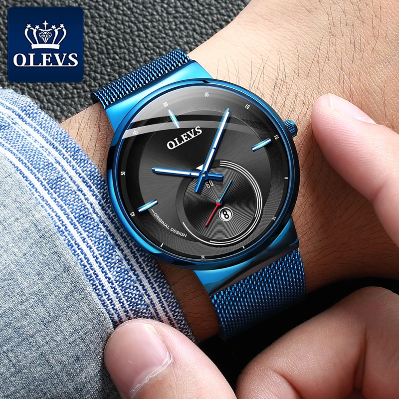 OLEVS Men`s Watches Top Brand Luxury Waterproof Calendar Display Independent Seconds Hand Quartz Watch Relogio Masculino