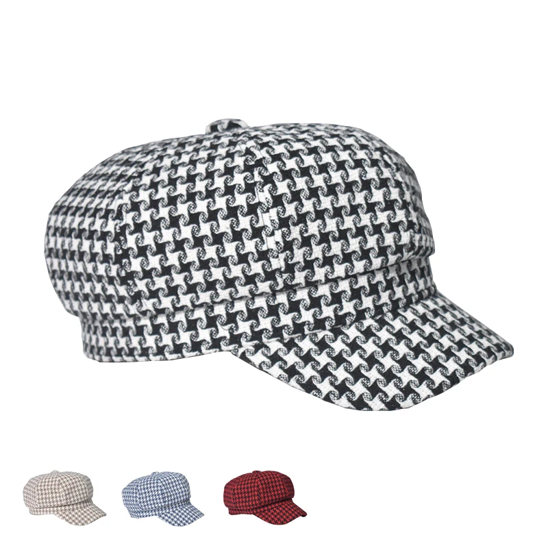 

Trendy Casual Octagonal Cap for Women Simple Plaid Beret Hat Painter Newsboy Literary Cap Ladies Seasons Fashion Street Hat