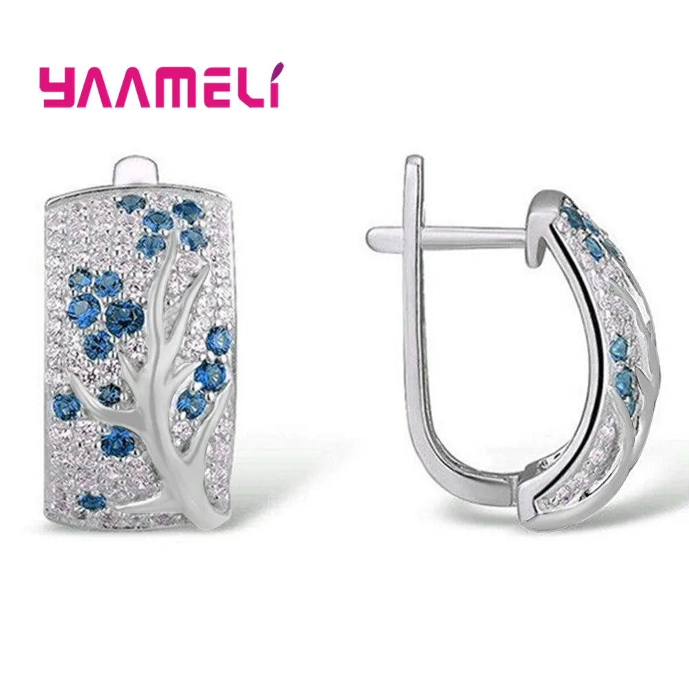 Женские серьги из серебра 925 пробы с мелкими фианитами изысканные цветные