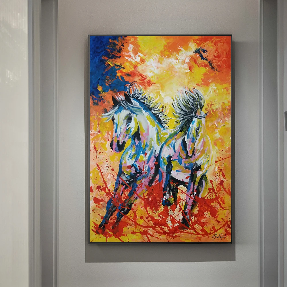 Граффити бегущие лошади уличные картины искусство на стену красочная фотография