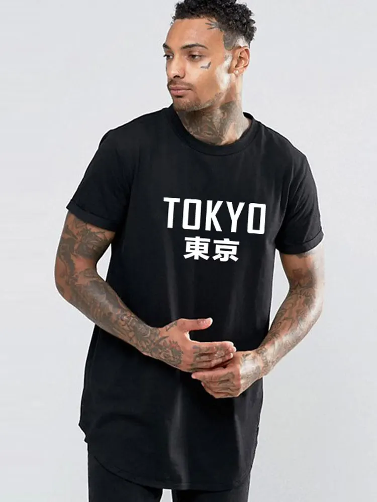 Футболка мужская с круглым вырезом топ рукавом до локтя уличная одежда