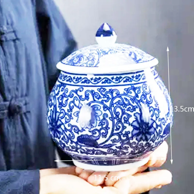 

Эмалированный фарфор, бытовой Герметичный Чай, влагостойкий бак для хранения, синий белый фарфоровый чай Caddy, китайская керамическая чайная...