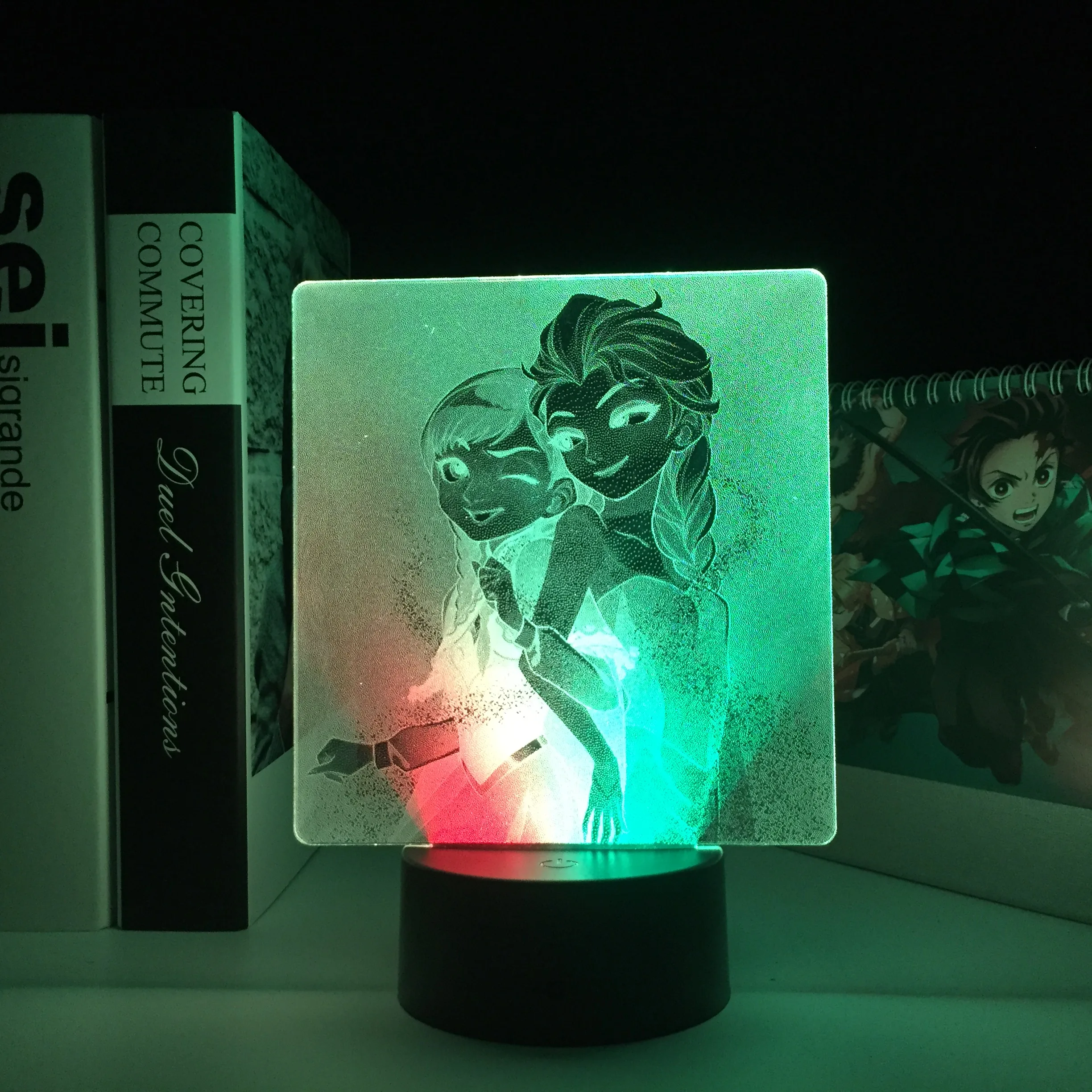 

Anime Figure Colorful Two Tone Lamp Elsa And Anna for Child Birthday Gift Bedroom Decoration Manga Acrylic LED Table Light