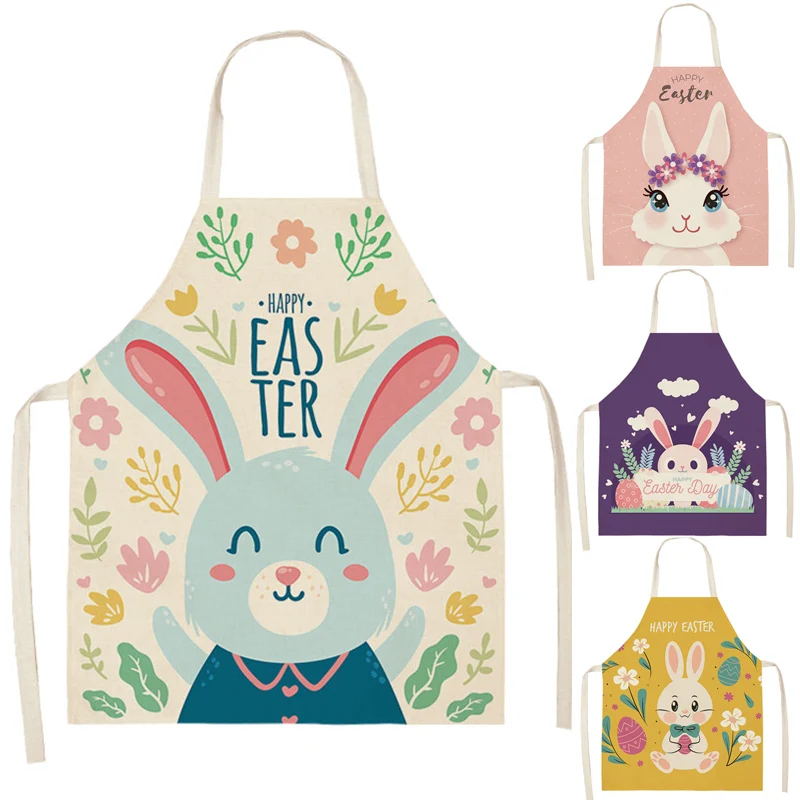 

Easter Bunny Print Cartoon Apron for Home Kitchen Aprons for Women Woman Kitchen Apron for Hairdresser Apron