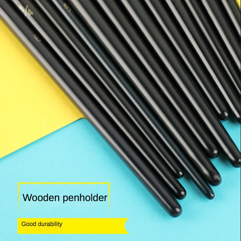 12Pcs Multi-functional Short Wood Black Stem For Beginner Gouache Watercolor Acrylic Oil Painting brush Set  Nylon Hair Art Tool