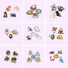 Набор брошей из 3-5 шт., эмалированные булавки для рюкзаков и лацканов в виде кота, лисы, змеи, динозавра, животных, милые металлические значки, ювелирные изделия Gfit 2021, оптовая продажа