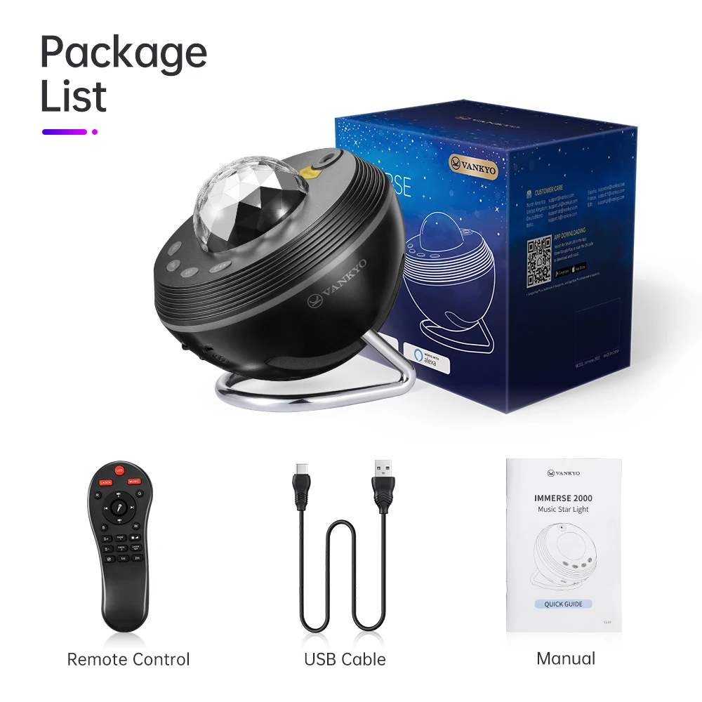 

Vankyo IM2000 Sky Galaxy Projector Star Moon Night Light with Music Bluetooth Speaker Remote Rotating For kid Bedroom Decor Lamp