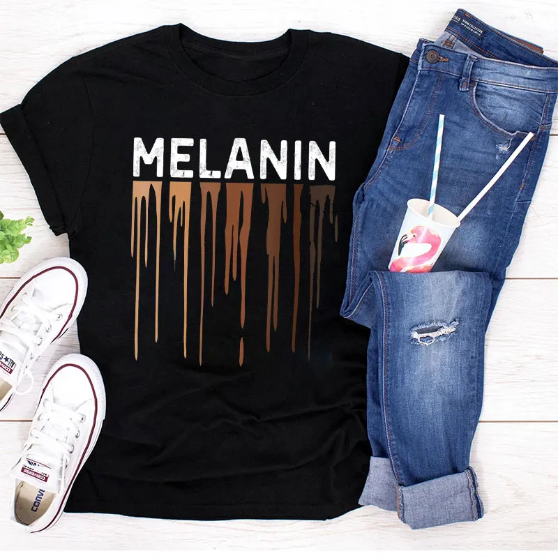 

2021 Wholesale Drippin Melanin For Women Pride T Shirt Unisex T Shirts Streetwear Aesthetic Tees Melanin T Shirt Women Tops