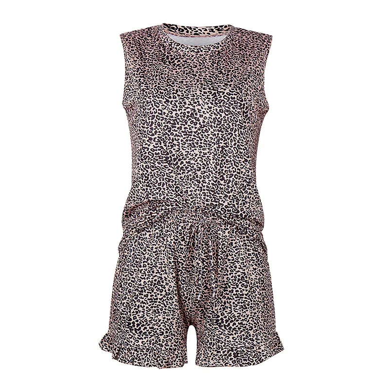 

Ladies Sports Suit Summer New Tie Dye Print Sleeveless O-neck T Shirt And Shorts Two Piece Casual Womens Home 2 Piece Sport Suit