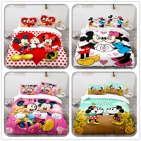 disney mickey mouse couples red love bedding set boys girls pillowcase duvet cover sets bed linen sets twin full queen king size