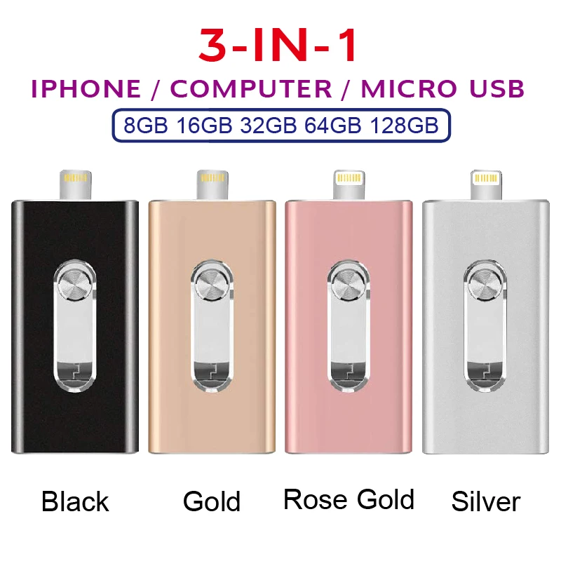 3 in 1 USB 3.0 Flash Drive Memory Stick OTG Pendrive For iPhone PC APPLE 256GB 128GB 64GB 32GB 16GB U disk | Компьютеры и офис