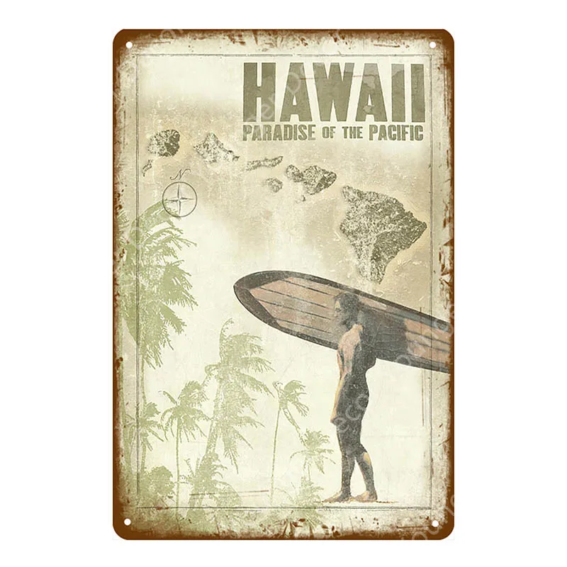 YD5195A Aloha пляжные жестяные вывески винтажные летние металлические настенные таблички Гавайи Тики Бар Декор Дом Приморский декоративная тарелка для серфинга Carft YA040 - Цвет: YD5195A