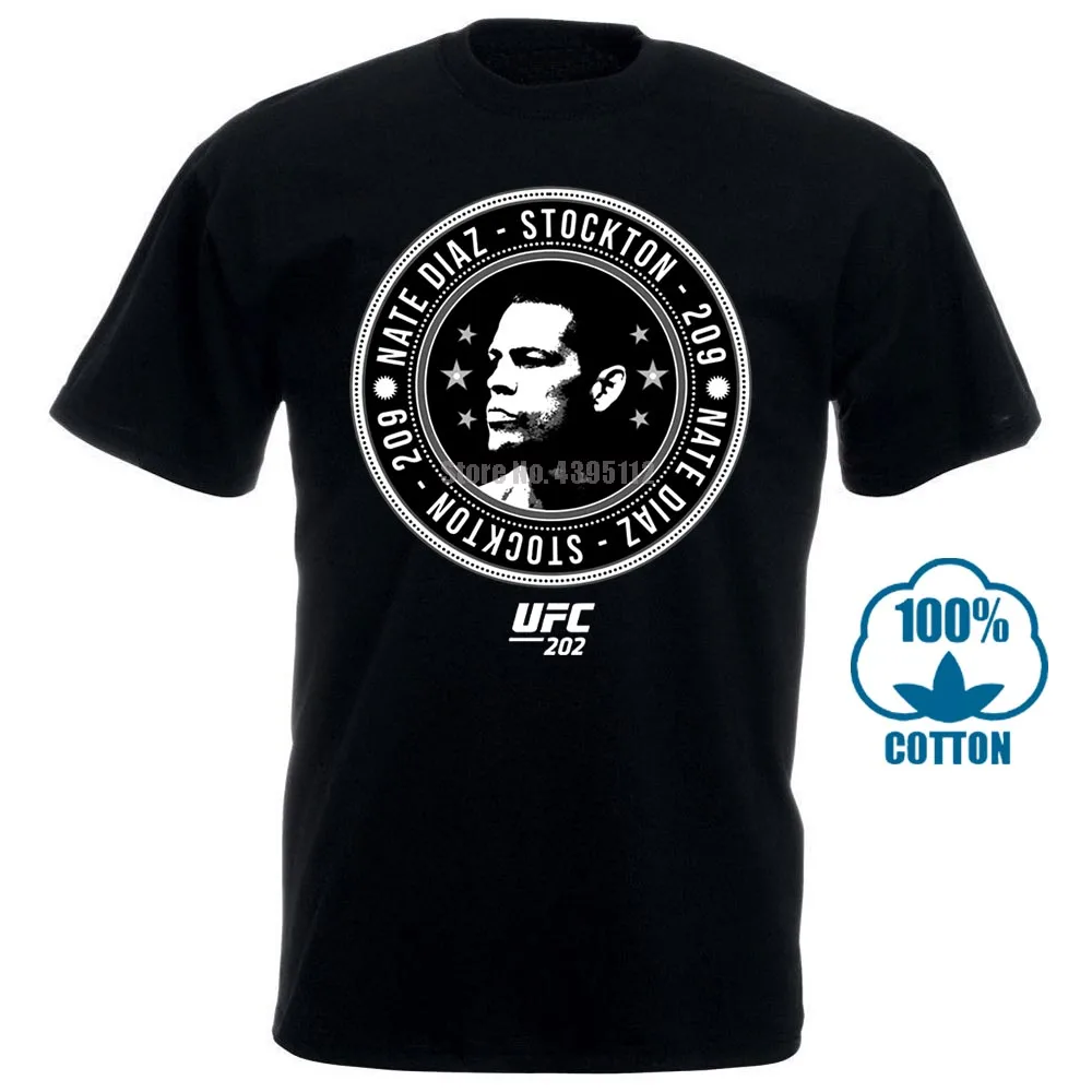 Мужская модная дешевая футболка Nate Diaz Stockton 209 повторная черная футболка мужская Повседневная футболка - Цвет: Черный