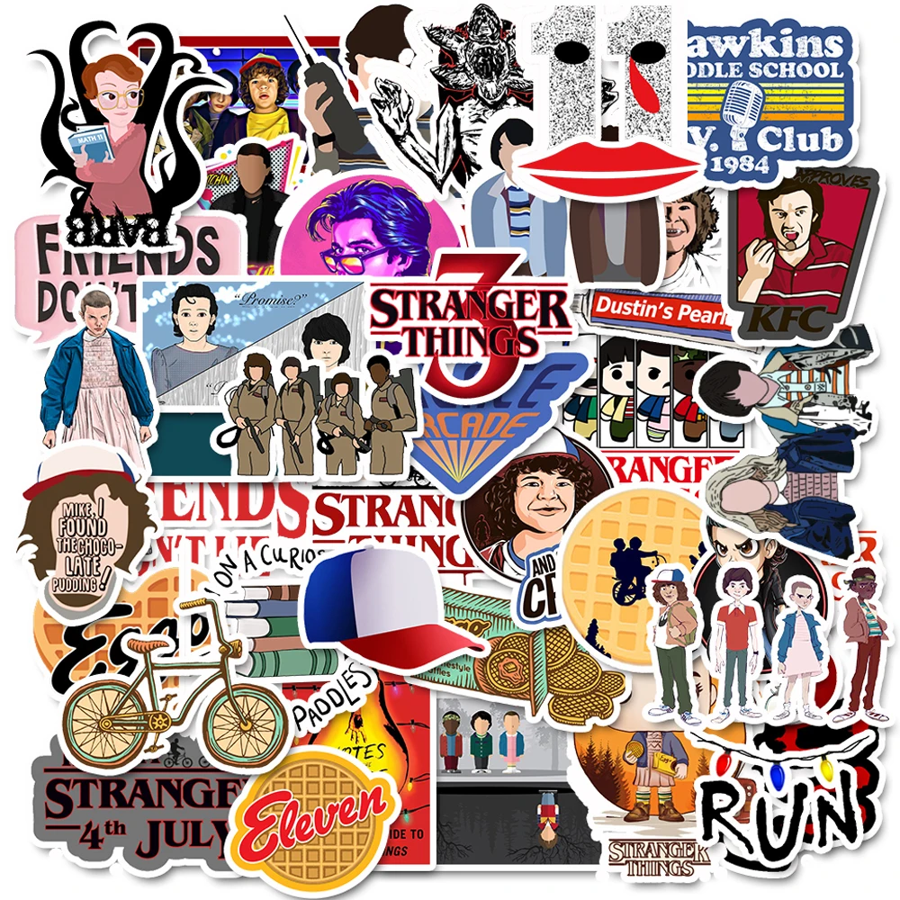 

50PCS Stranger Things Stickers Motorcycle Suitcase Guitar Skateboard Phone Car Cool Waterproof DIY Stickers