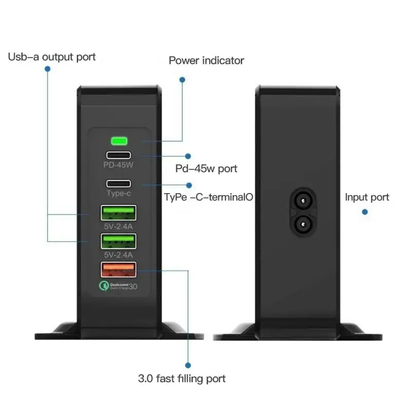 SEC 5-станция зарядного устройства с портом USB HUB дисплея СИД Мульти док-станция для