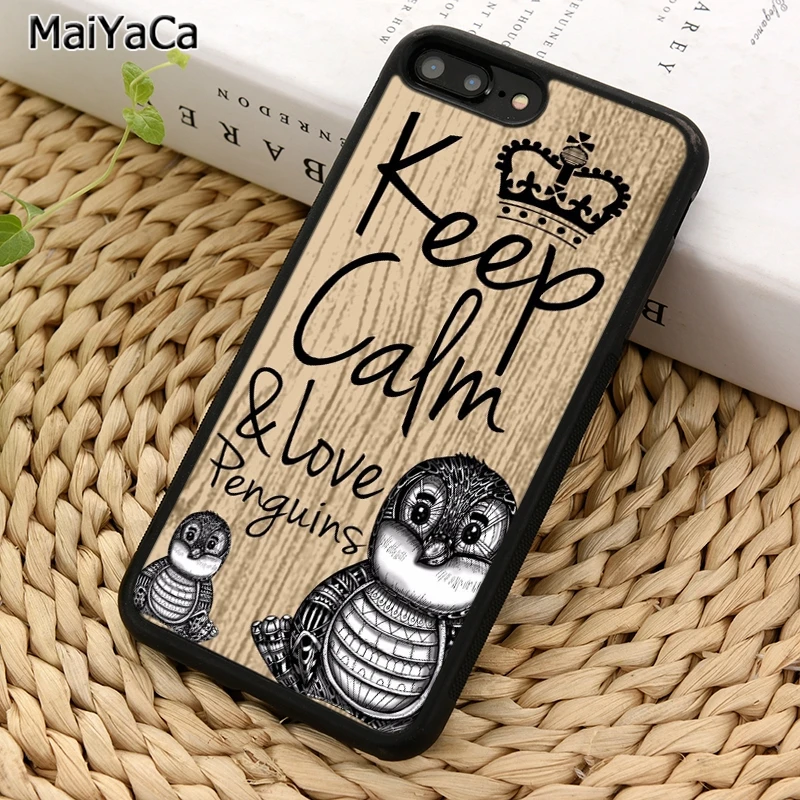 MaiYaCa чехол для телефона с надписью Keep calm and love penguins iPhone X XR XS 11 12 Pro MAX 5 6 6S 7 8 Plus Samsung