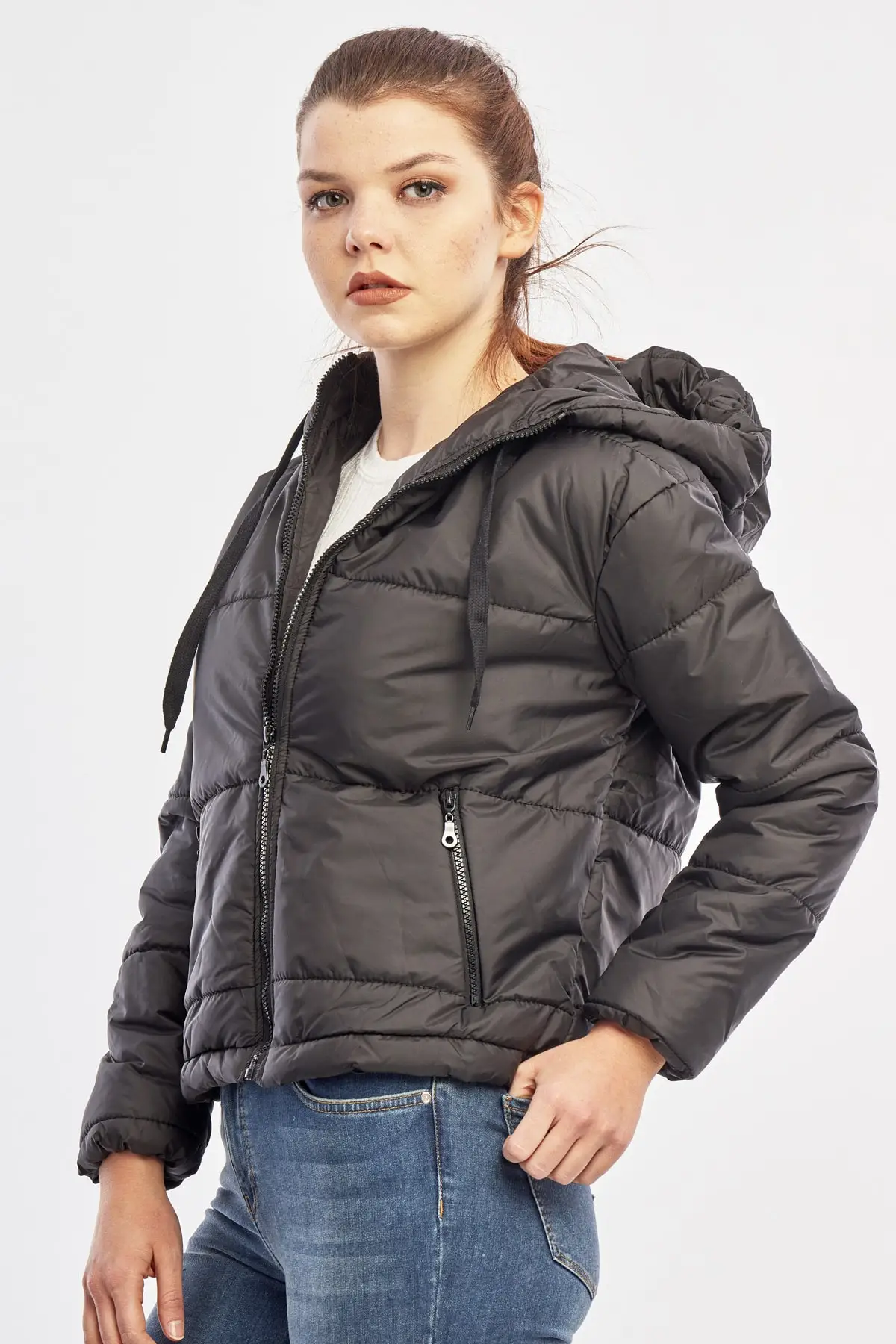 

Women's Black Short Inflatable Coat