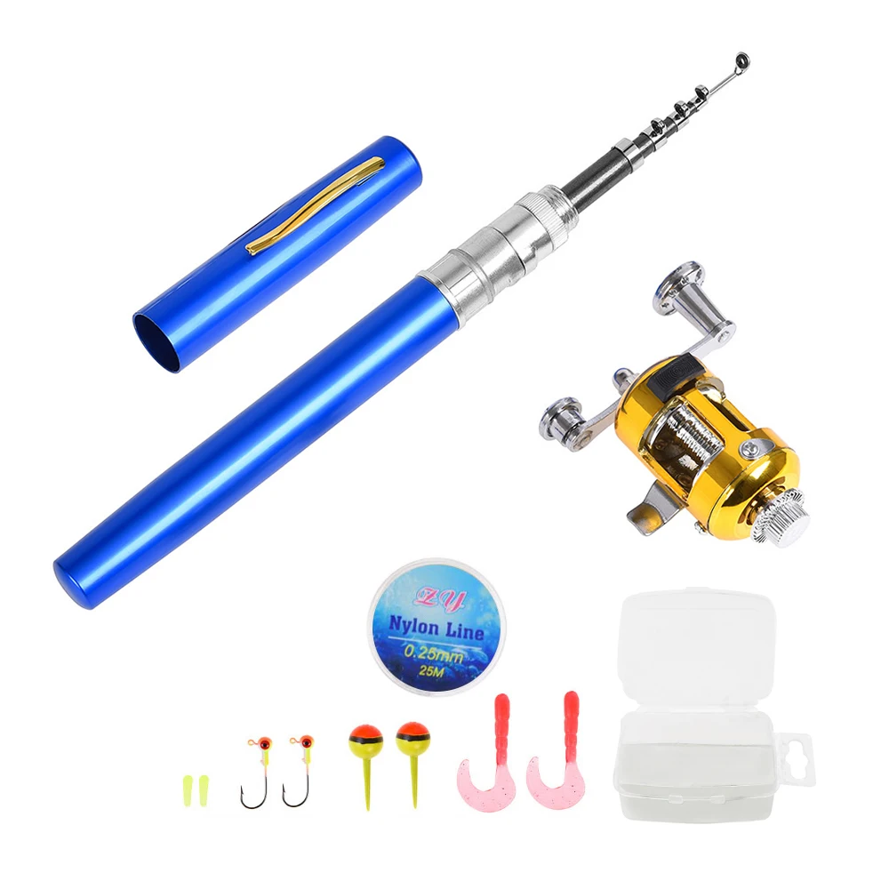 Рыболовная Катушка комбо набор телескопическая карманная ручка удочка мини