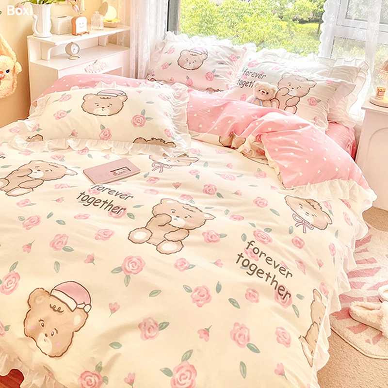 Комплект постельного белья в Корейском стиле для девочек милая хлопковая