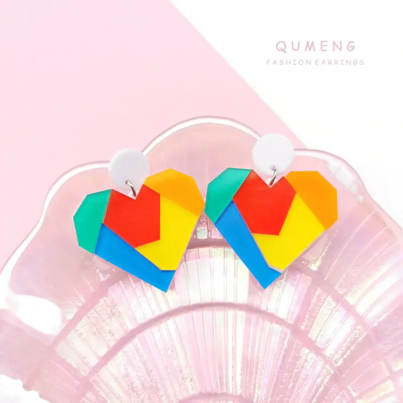 QUMENG 2020 огромные неоновые серьги в стиле панк с строчкой форме