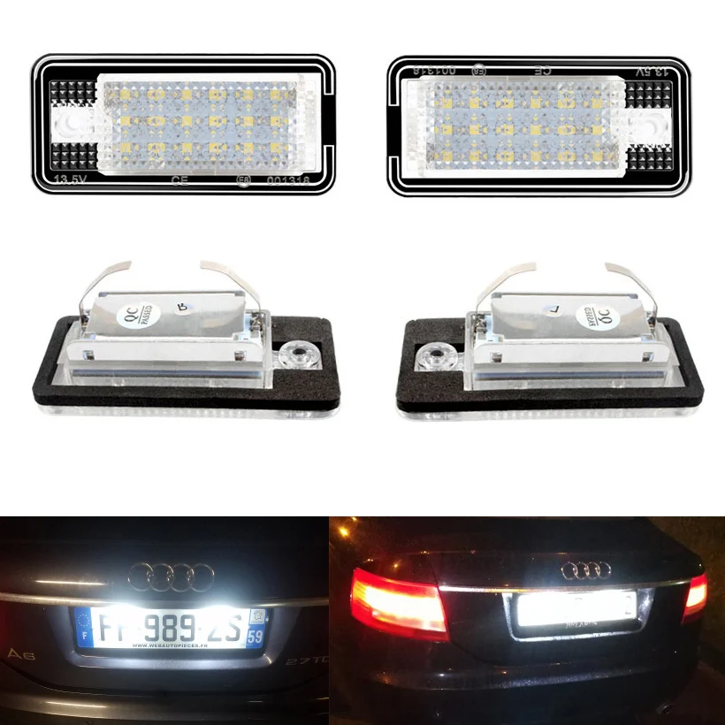 Автомобильная светодиодная лампа пластина 2 шт. 18 SMD 3 Вт для номерного знака Audi A4 A6