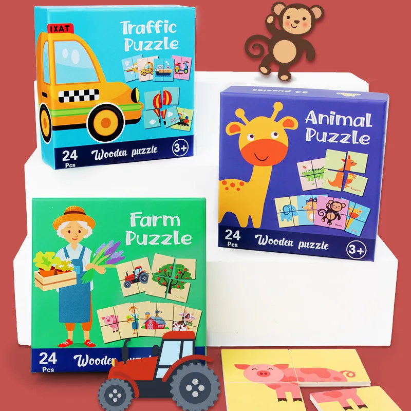 

Montessori Toys Wooden Puzzle Tangram Shapes Learning Cartoon Animal Intelligence Jigsaw Puzzle Toys For Children Educational