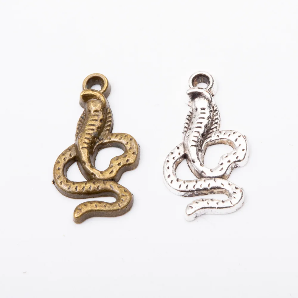 50pcs 18*10MM Tibetan Silver color snake Cobra charms vintage bronze pendant for bracelet earring necklace diy jewelry making | Украшения и