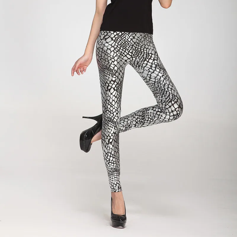 ms ragdoll Sexy Shiny Gold Snake Print Causal Push Up Leggings Women High Elastic Waist Fitness Leggins Mujer Skinny Pant Autumn | Женская