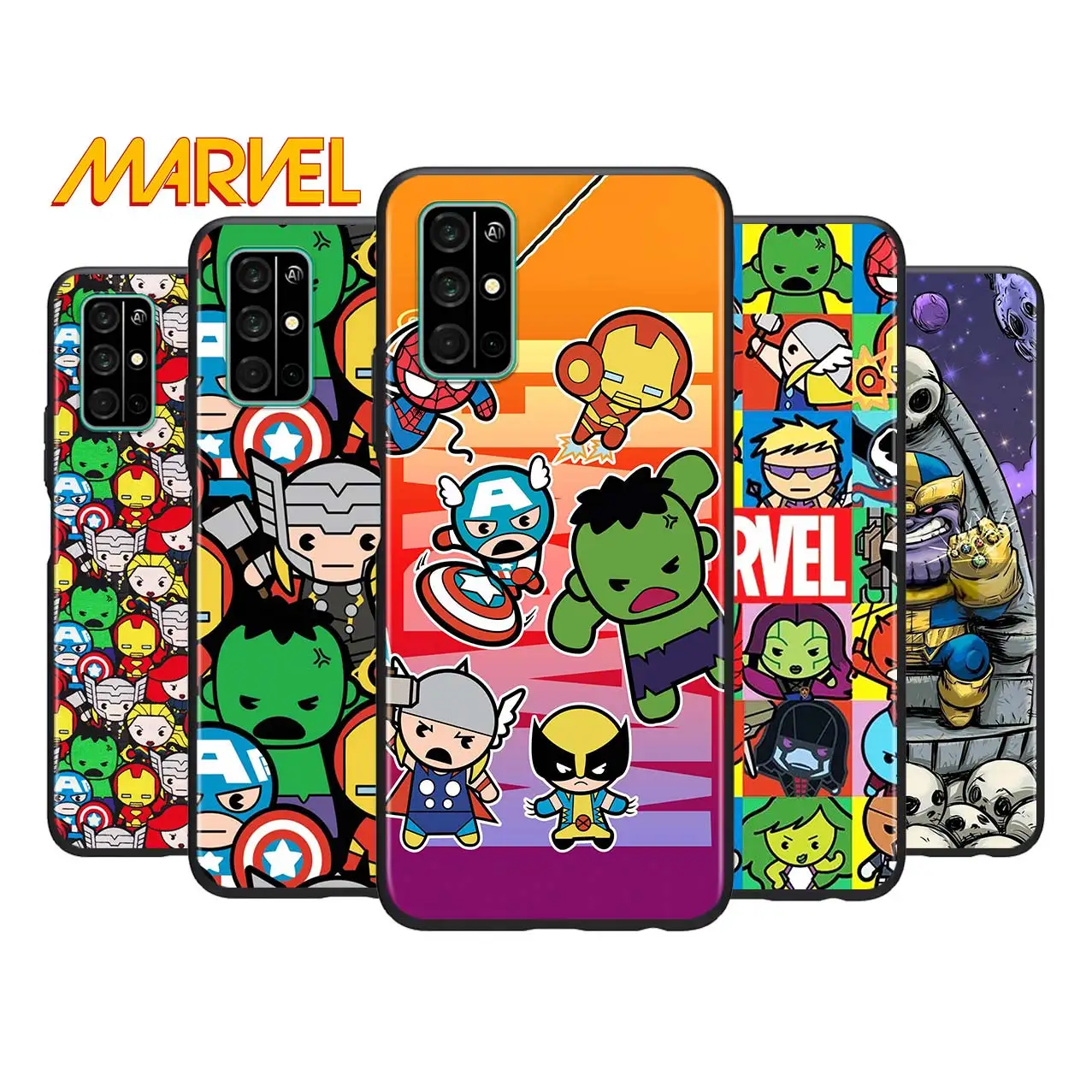 

Marvel cartoon cute for Huawei Honor V30 20 Pro X10 9S 9A 9C 9X 8X 10 9 Lite 8A 7C 7A Pro TPU Soft Black Phone Case