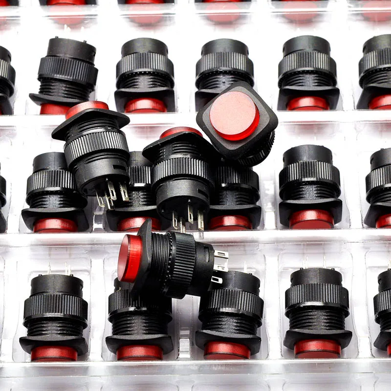 

With light without lock / self-reset switch / R16-504BD cabinet 16MM 3A / 250V red