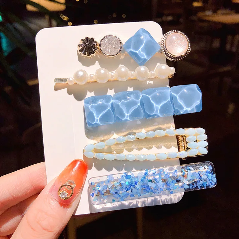 

1 Set Women Girls Pearls Hairpins For Hair Ins Fashion Girls Acetate Geometric Hair Clips Barrettes Boutique Hair Accessories