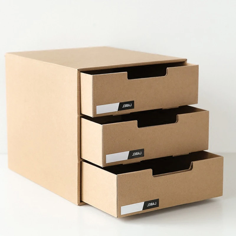 3-уровневая картонная настольная офисная канцелярская коробка для хранения